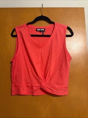 Dkny Pink Twist-Front Sleeveless Tank Top